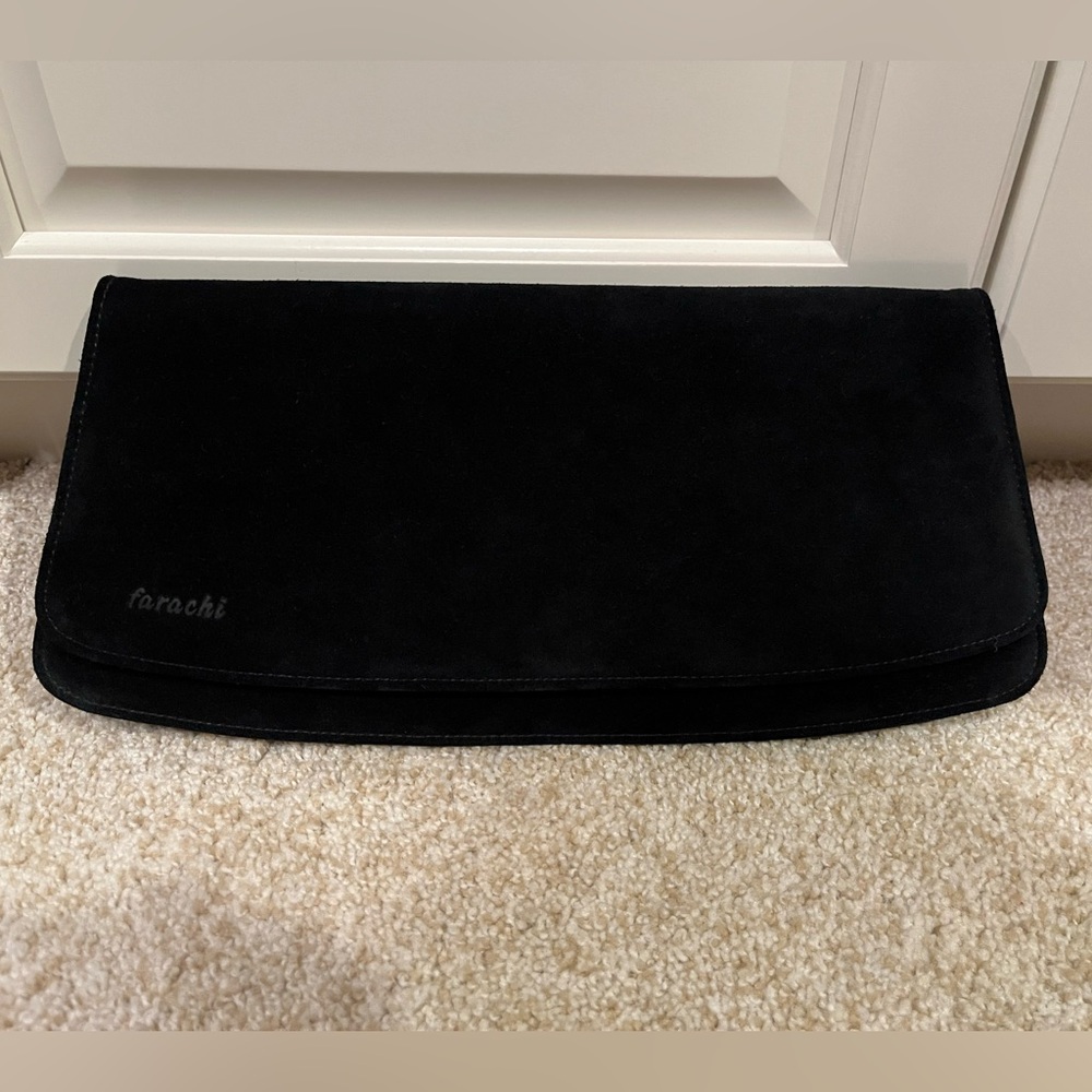 Farachi Black Suede Clutch